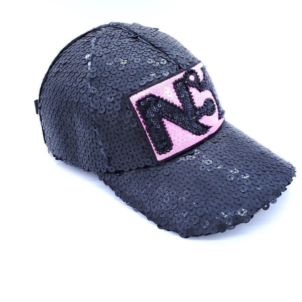 AUTH CHANEL BASEBALL CAP N5 MARK SEQUIN BLACK/PINK HEAD 23C NEW